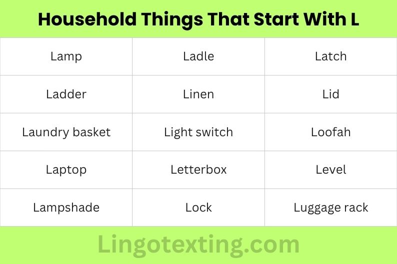Household Things That Start With L