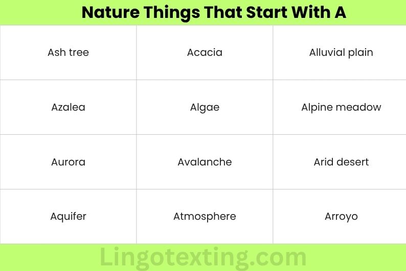 Nature Things That Start With A