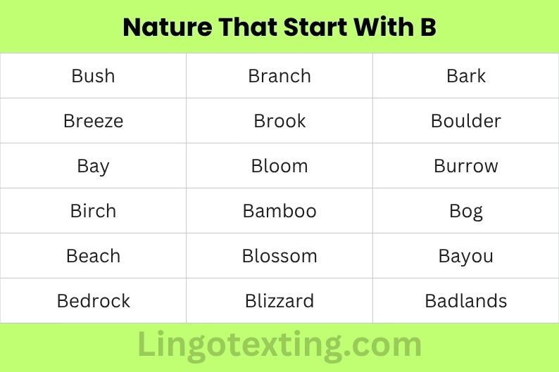 Nature Things That Start With B