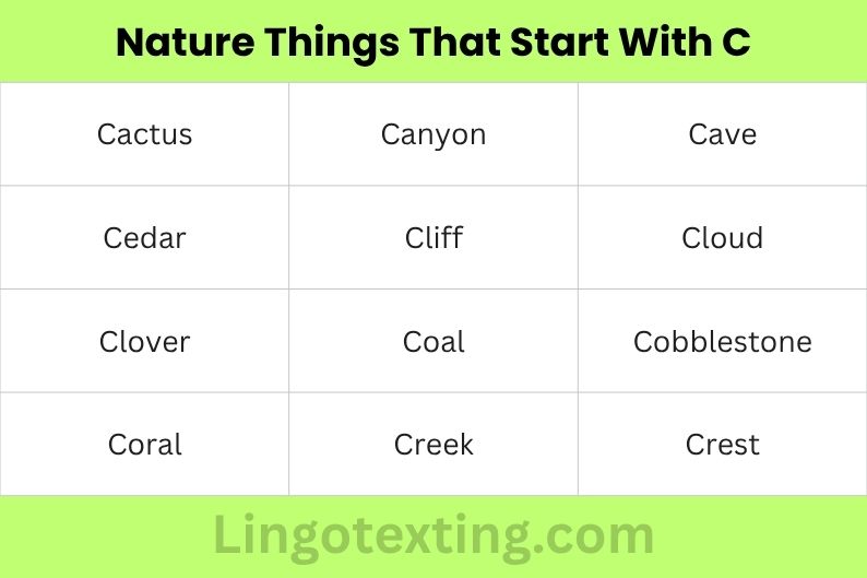 Nature Things That Start With C