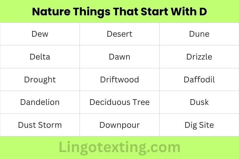 Nature Things That Start With D