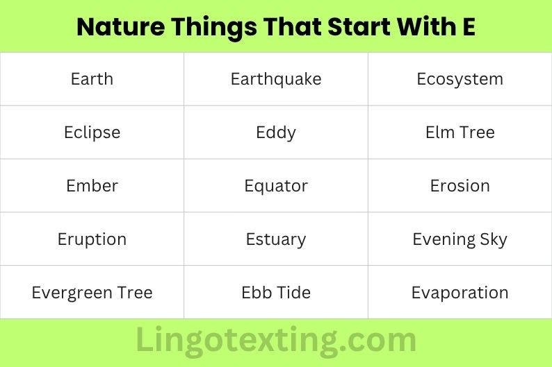 Nature Things That Start With E