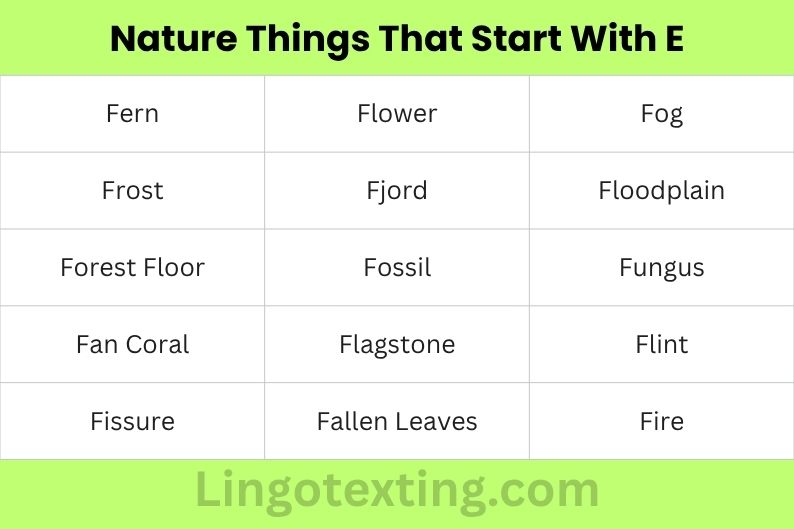Nature Things That Start With F