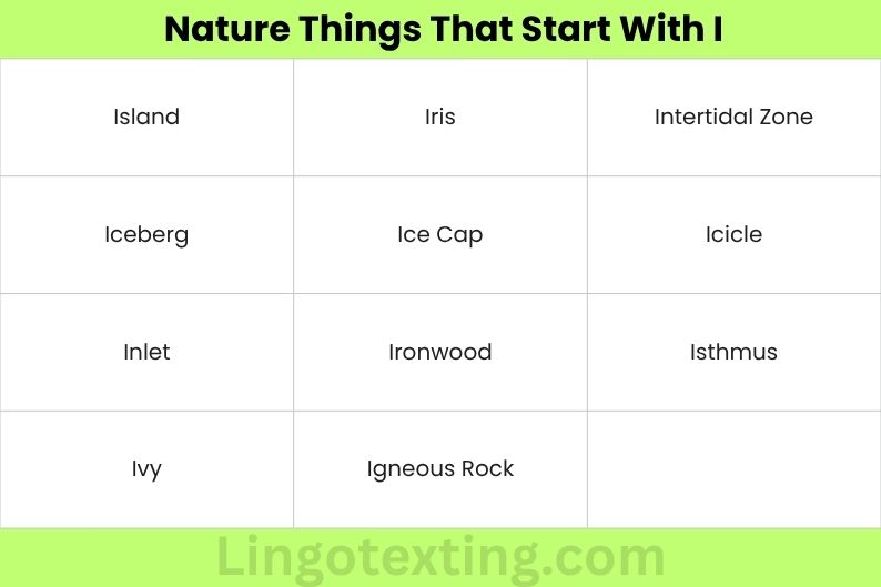 Nature Things That Start With I