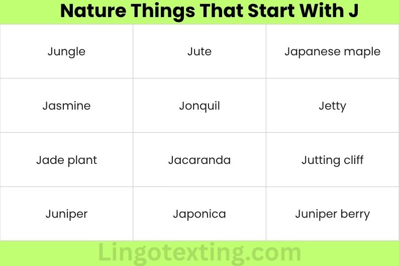Nature Things That Start With J