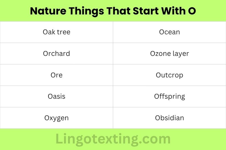 Nature Things That Start With O