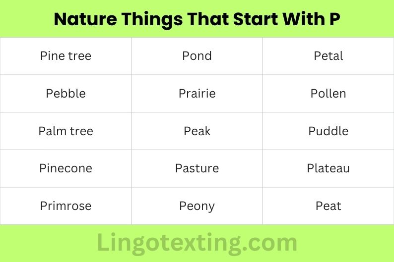Nature Things That Start With P