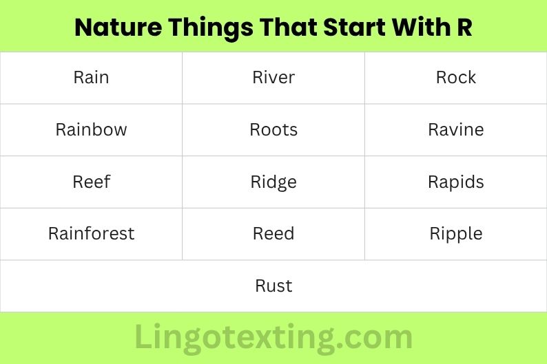 Nature Things That Start With R