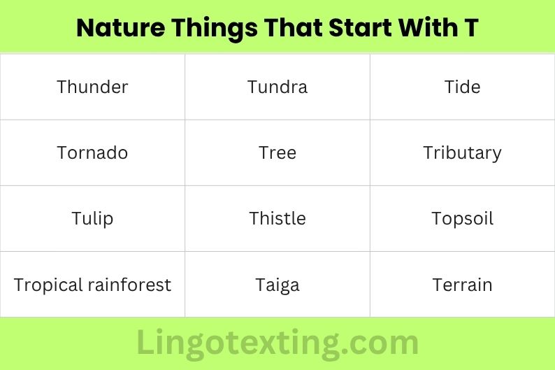 Nature Things That Start With T