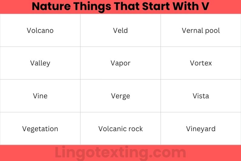 Nature Things That Start With V