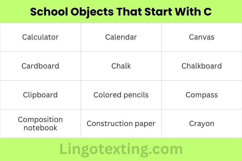 School Objects That Start With C