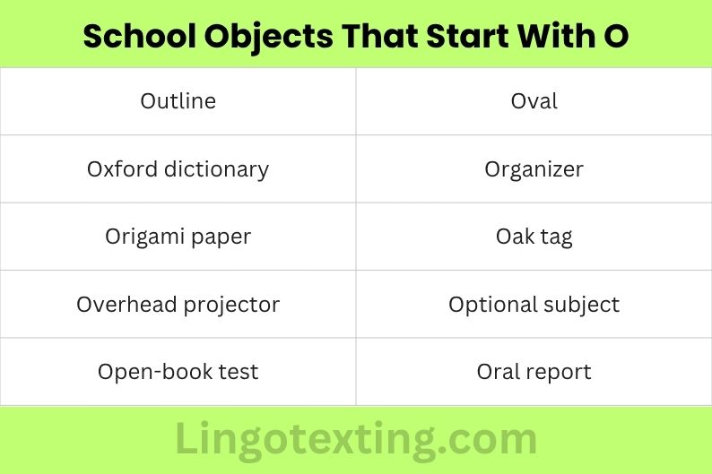 School Objects That Start With O