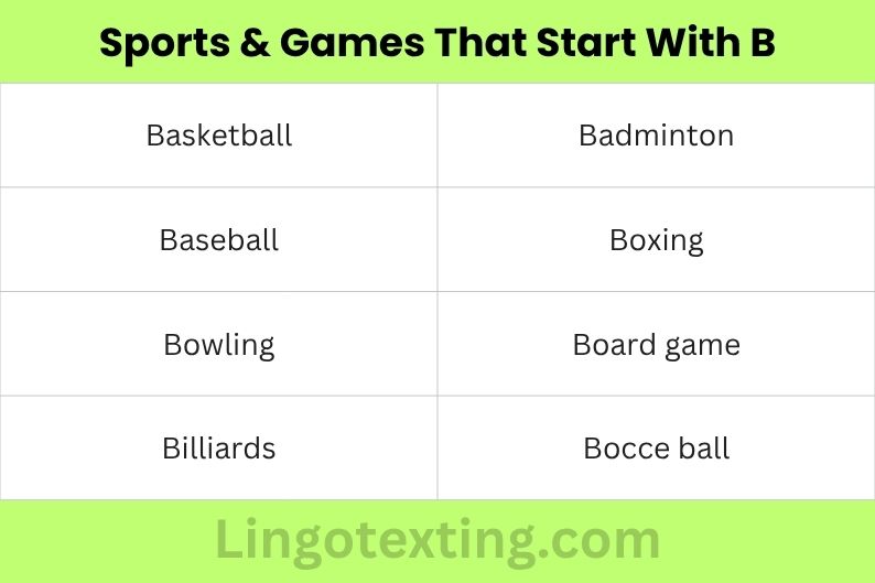 Sports and Games That Start With B