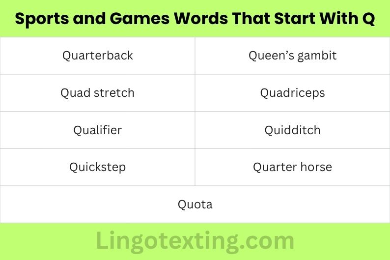 Sports and Games Words That Start With Q