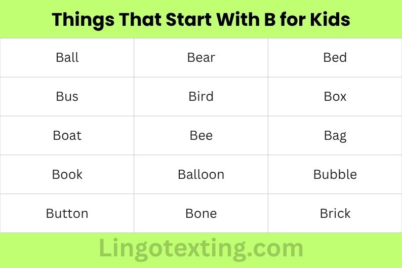 Things That Start With B for Kids
