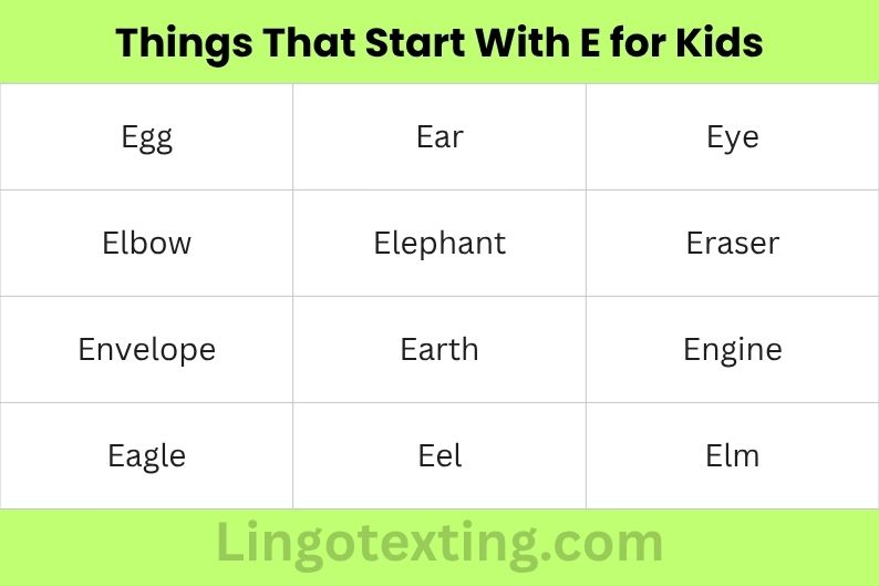 Things That Start With E for Kids