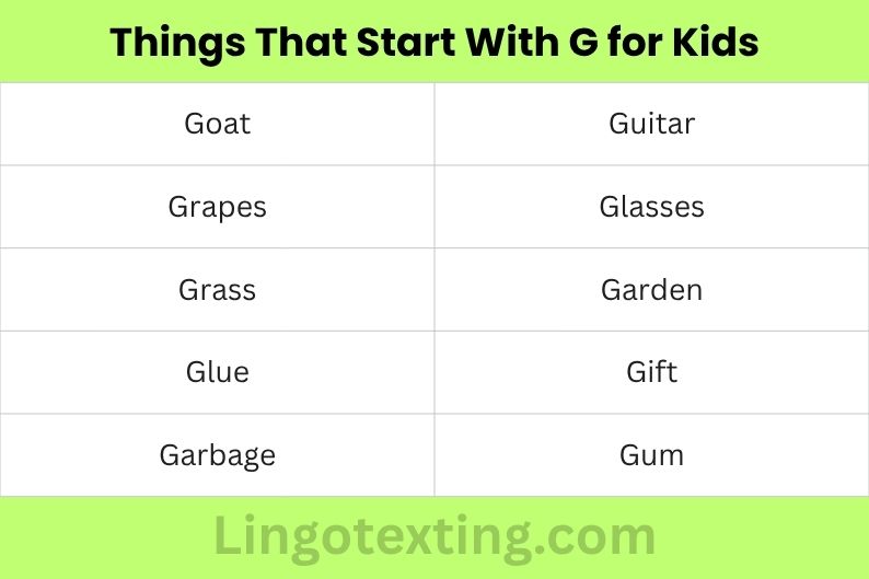 Things That Start With G for Kids