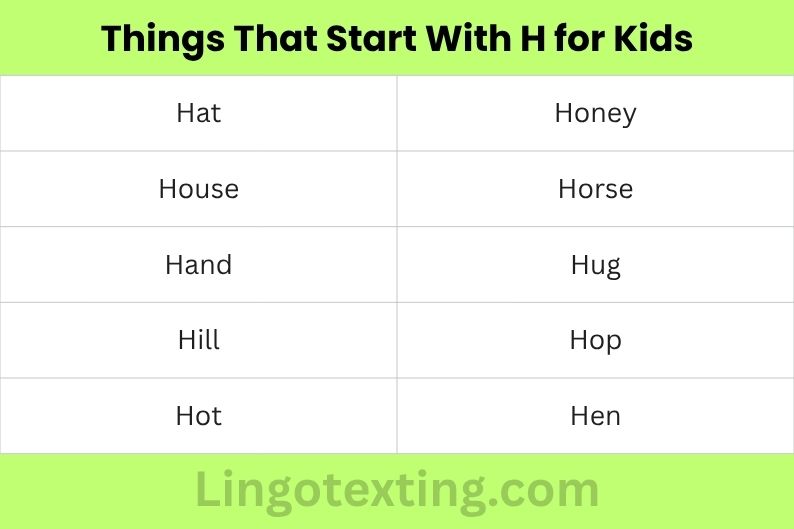Things That Start With H for Kids