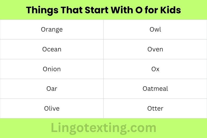 Things That Start With O for Kids