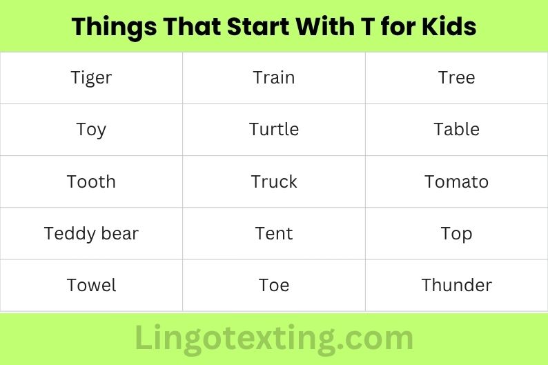 Things That Start With T for Kids