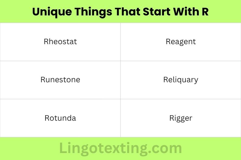 Unique Things That Start With R